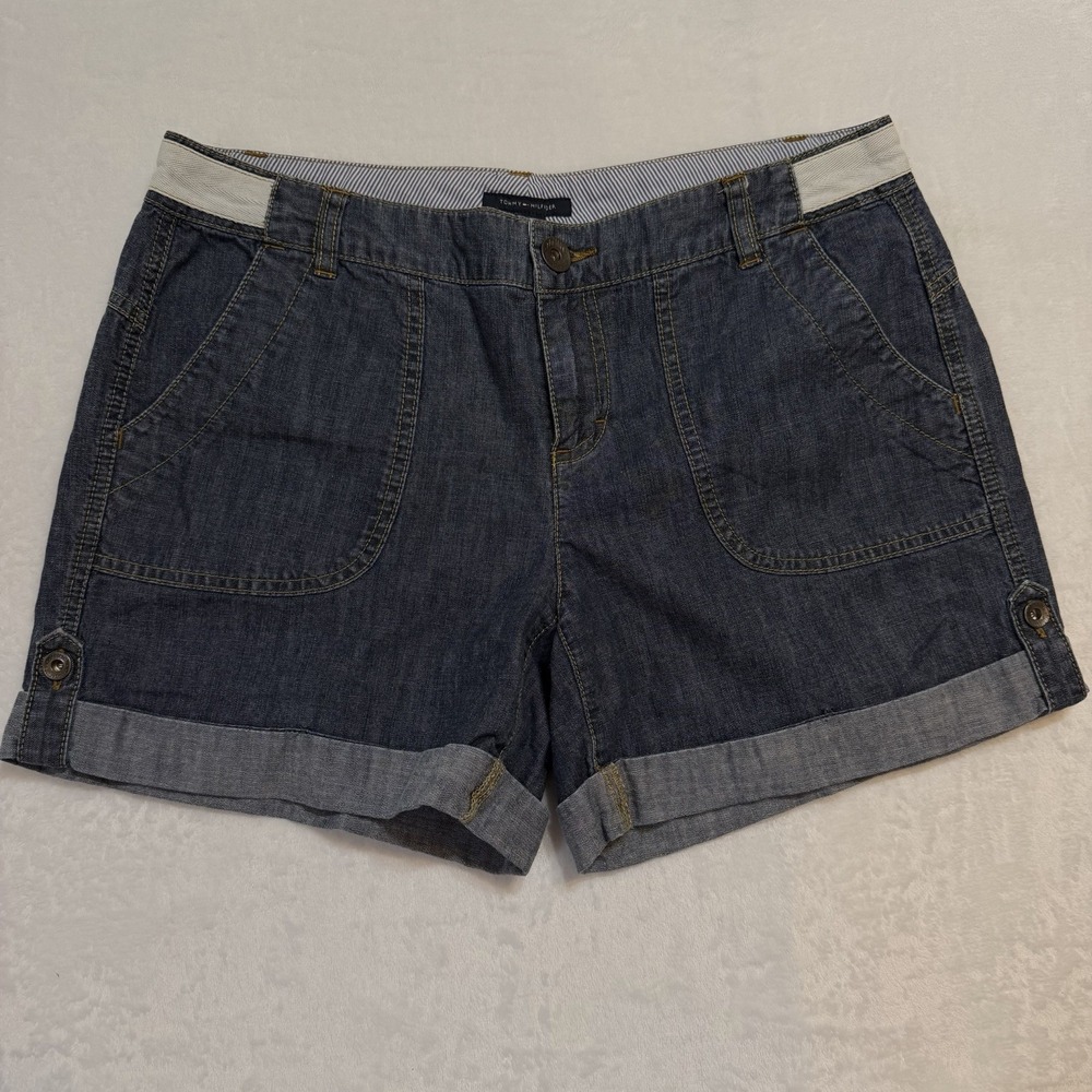 Tommy Hilfiger Denim Blue Jean Boyfriend Shorts Cuffed Women's Size 10